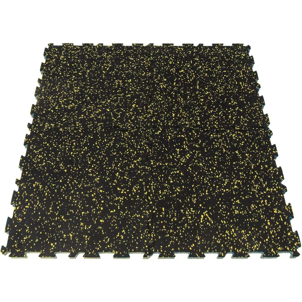 Exercise Equipment Mats 4Pcs Rubber Top High-Density Exercise Gym Mats Interlocking Puzzle Floor Tiles for Home Gym Flooring
