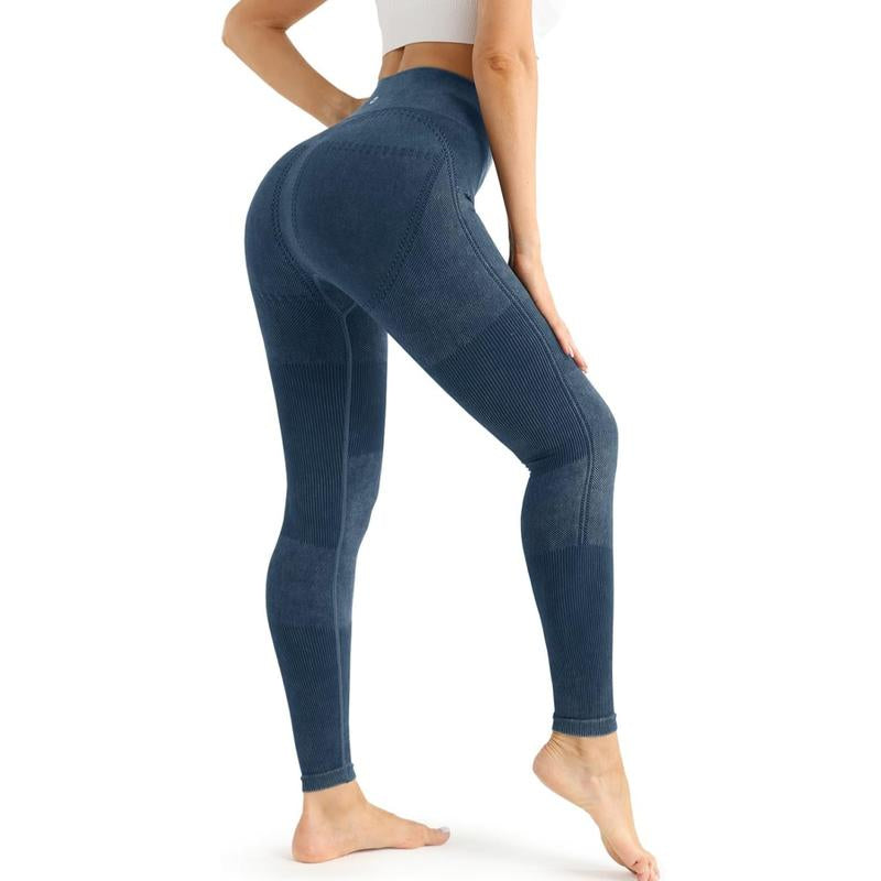 PLNOTME Womens Compression Leggings High Waisted Ribbed Butt Lifting Gym Workout Yoga Jeggings Pants