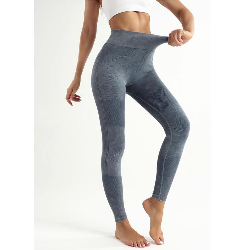 PLNOTME Womens Compression Leggings High Waisted Ribbed Butt Lifting Gym Workout Yoga Jeggings Pants