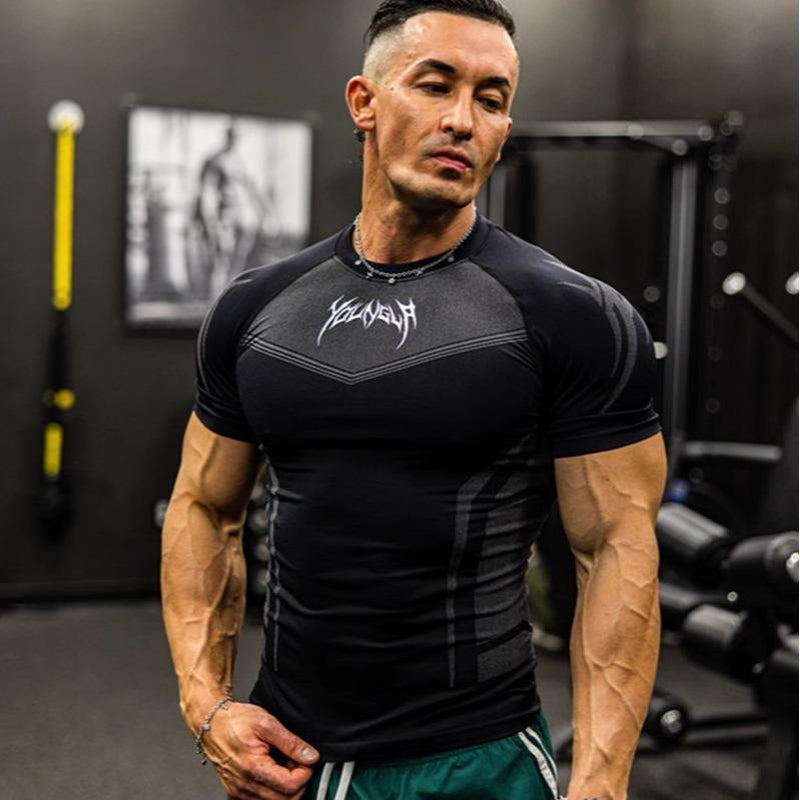 Men'S Fitness Compression Shirt -Breathable & Stretchy Workout Tee
