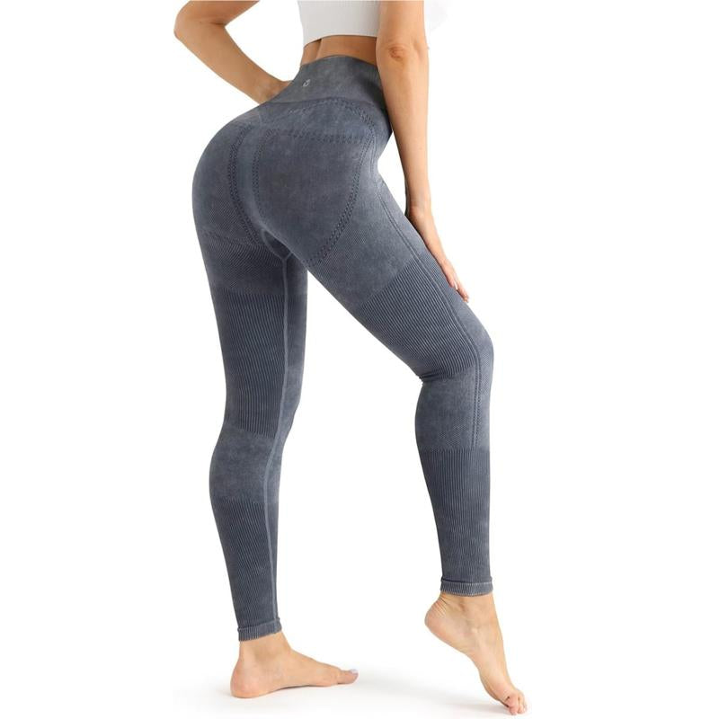PLNOTME Womens Compression Leggings High Waisted Ribbed Butt Lifting Gym Workout Yoga Jeggings Pants