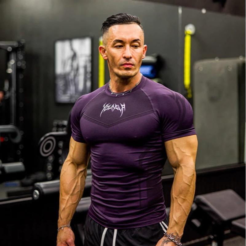 Men'S Fitness Compression Shirt -Breathable & Stretchy Workout Tee