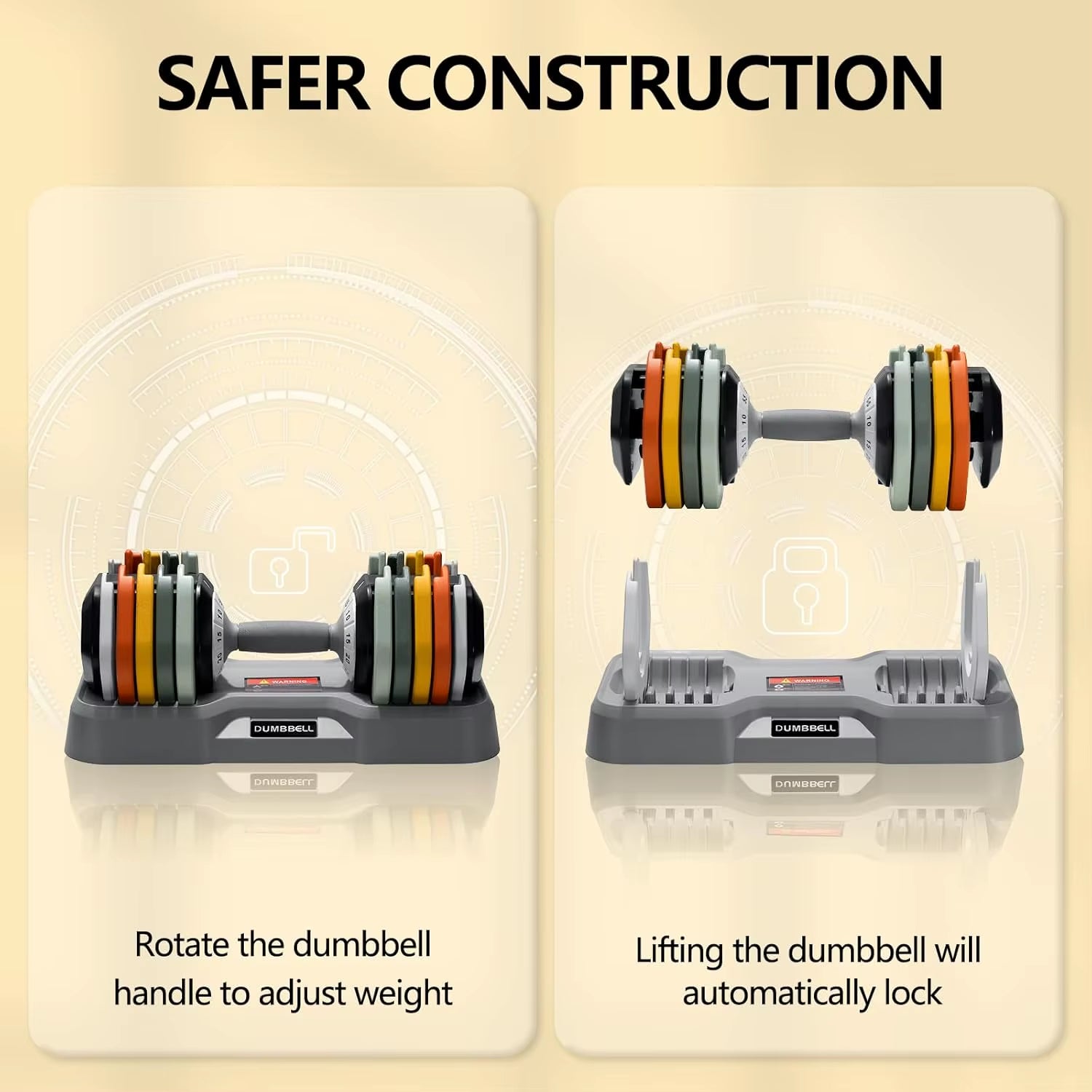 25/55 Lbs Dumbbell Set, Anti-Slip Fast Adjust Turning Handle, Adjustable for Men and Women, Pair for Home Gym Exercise