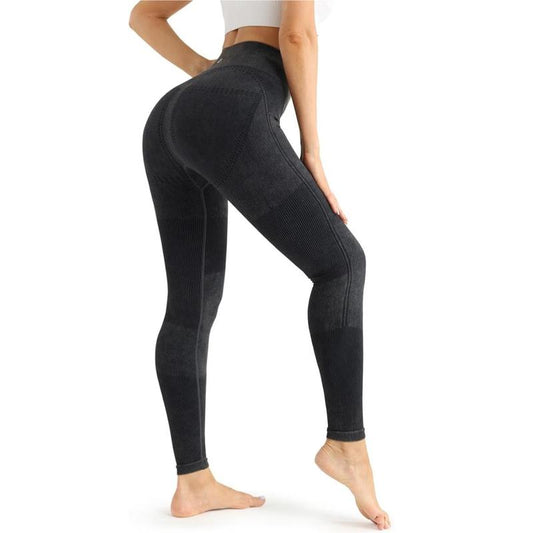 PLNOTME Womens Compression Leggings High Waisted Ribbed Butt Lifting Gym Workout Yoga Jeggings Pants