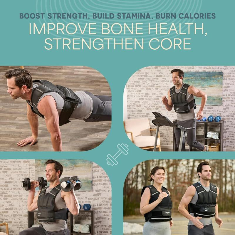 Lifepro 2-In-1 Adjustable Weighted Vest + Ankle Weights (15 & 20Lbs) - Running Weighted Vest for Women & Men with Reflective Stripe, Phone Pocket - Workout Equipment for Strength Training & Fitness